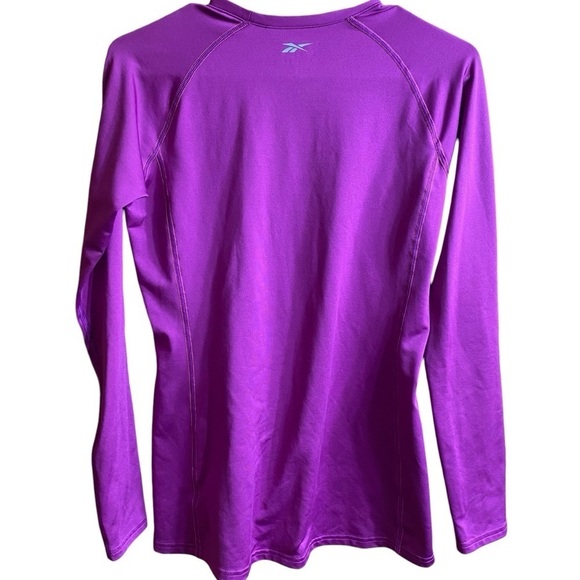 Reebok Play Dry Purple Long Sleeve Workout Blouse Top Size Medium - Picture 2 of 4